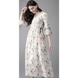 Anouk from Myntra Women's Cotton A-Line Quirky Printed Kurta Dress. Size M